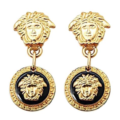 versace black medusa earrings|Versace Medusa earrings large.